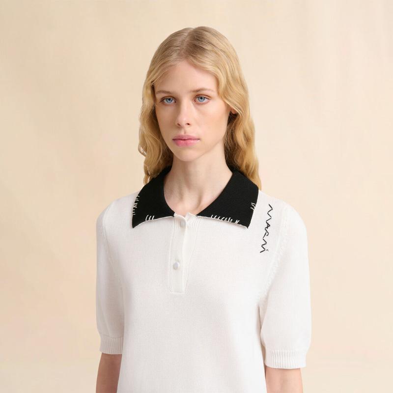 MARNI（マルニ） ホワイト コットン製 ポロシャツ マルニシンボル入り
