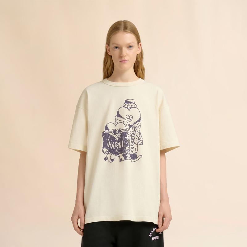 MARNI（マルニ） + Madhappy クリーム コットン Tシャツ ハートガイ