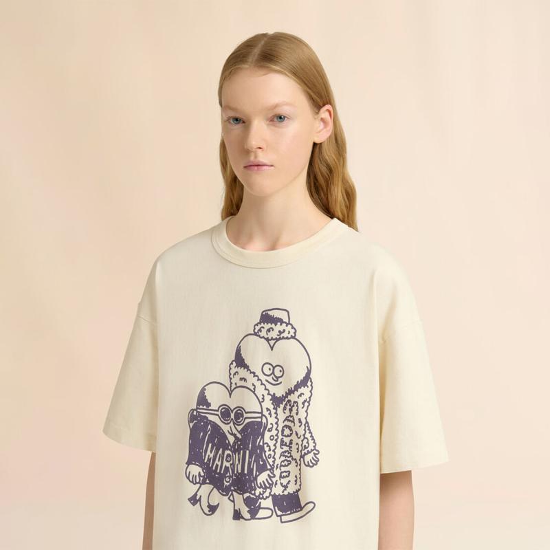 MARNI（マルニ） + Madhappy クリーム コットン Tシャツ ハートガイ