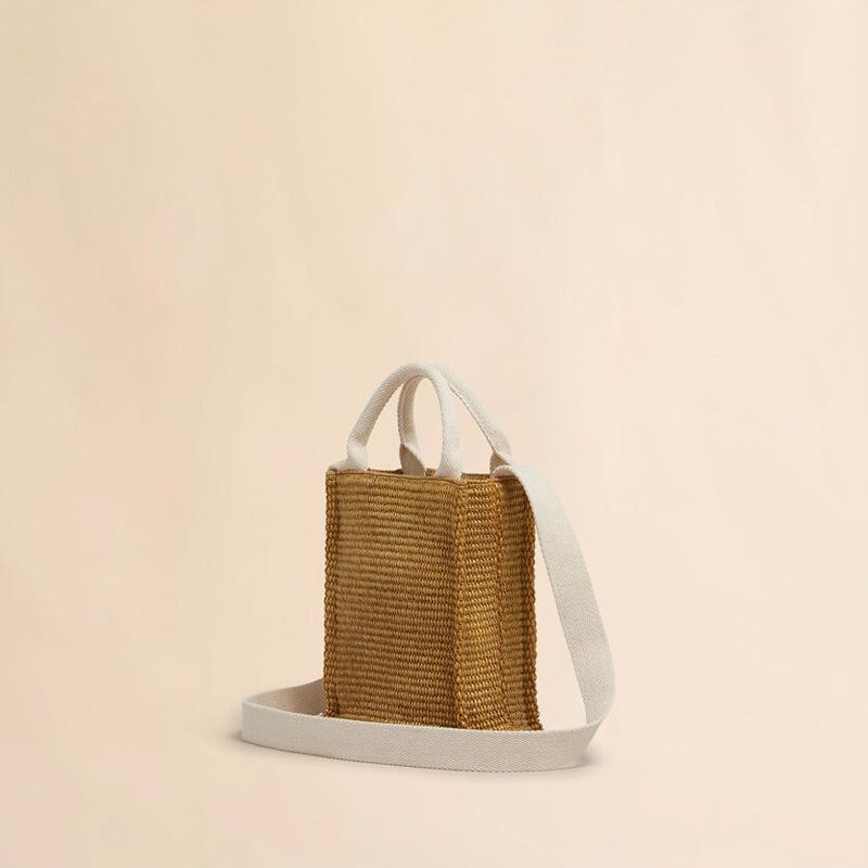 MARNI（マルニ） ブラウン ラフィアエフェクトミニトートバッグ