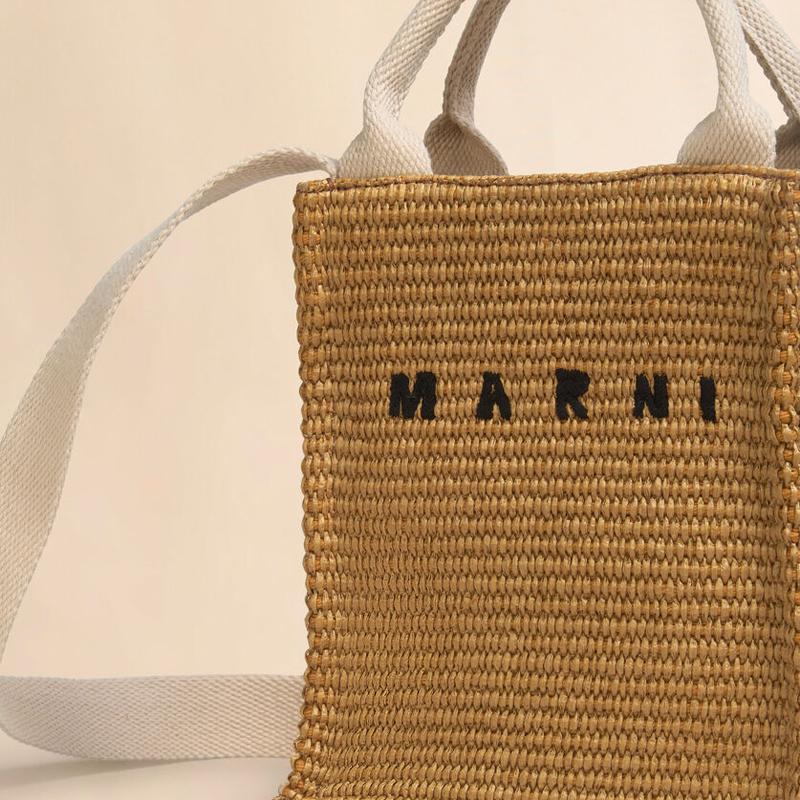 MARNI（マルニ） ブラウン ラフィアエフェクトミニトートバッグ