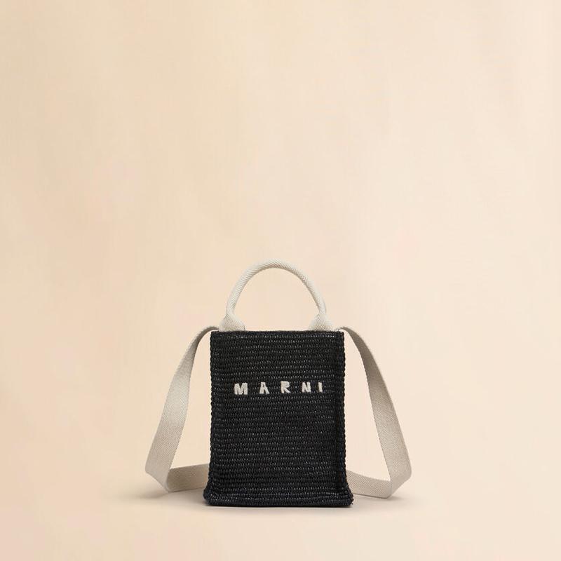 MARNI（マルニ） ブラック ラフィアエフェクトミニトートバッグ