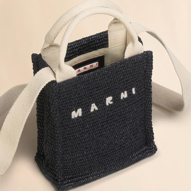 MARNI（マルニ） ブラック ラフィアエフェクトミニトートバッグ