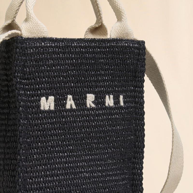 MARNI（マルニ） ブラック ラフィアエフェクトミニトートバッグ