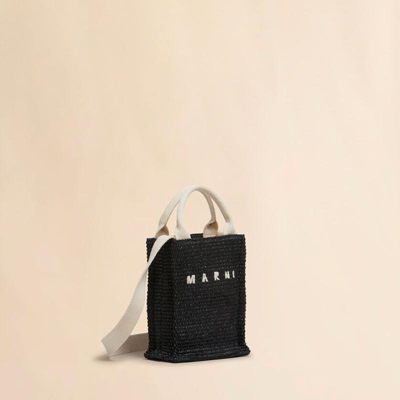MARNI（マルニ） ブラック ラフィアエフェクトミニトートバッグ