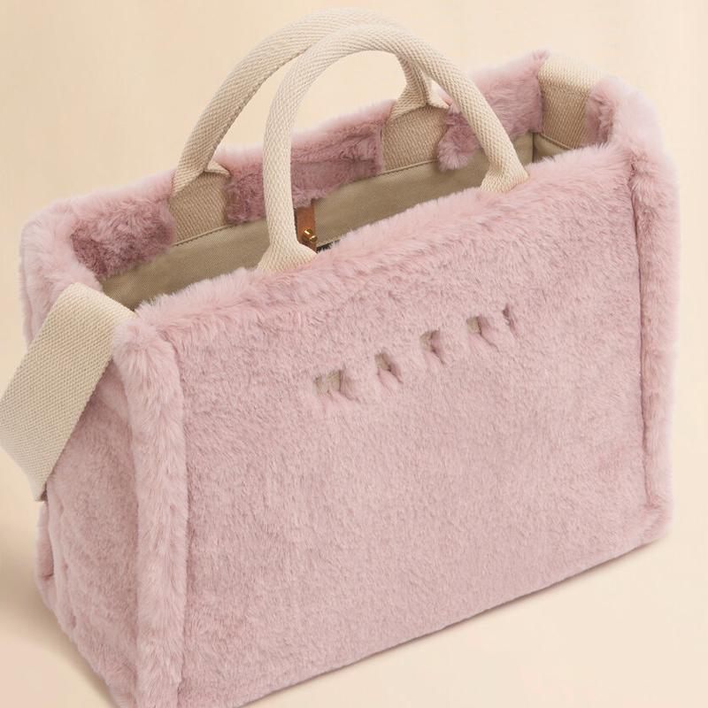 MARNI マルニ ピンク ライトピンク フェイクファー製バスケット