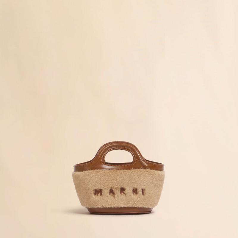 MARNI（マルニ） ベージュ Tropicalia マイクロバッグ フェイクファー