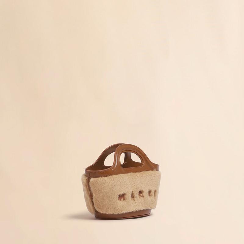 MARNI（マルニ） ベージュ Tropicalia マイクロバッグ フェイクファー