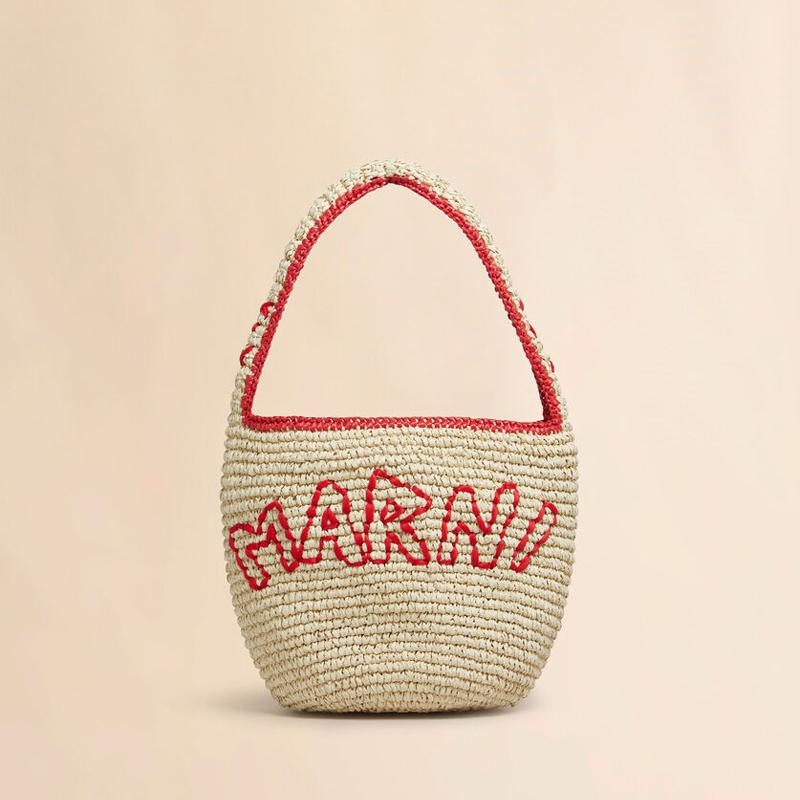 MARNI（マルニ） ナチュラルラフィア レッド Nassa スモールホーボー