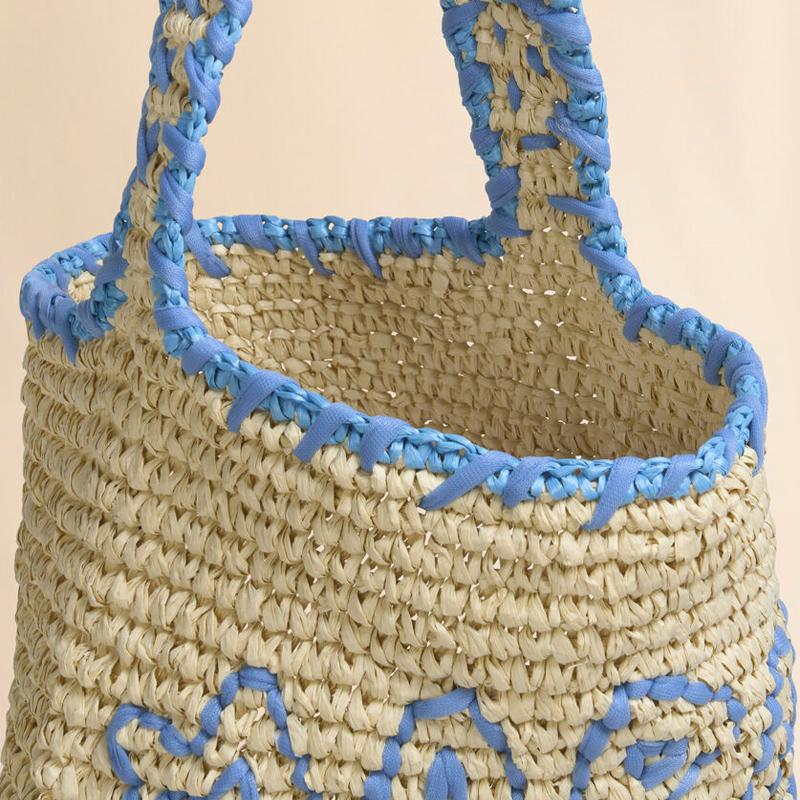 美品✨定番✨マルニ MARNI ラフィア 2way ショルダー　かごバッグ　水色 MARNI（マルニ） ナチュラルラフィア ブルー Nassa スモールホーボー