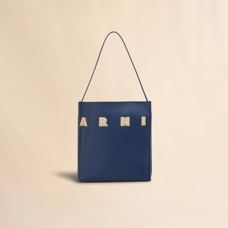 MARNI（マルニ） ブルー レザー製 Museo スモールホーボーバッグ