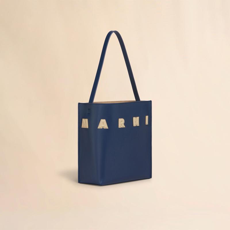 MARNI（マルニ） ブルー レザー製 Museo スモールホーボーバッグ