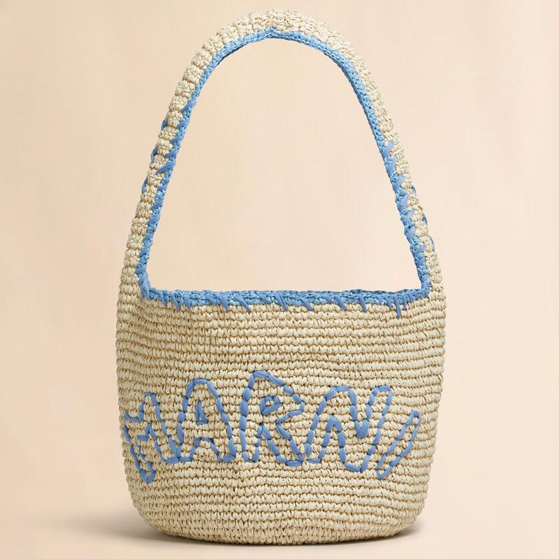 MARNI（マルニ） ナチュラルラフィア ブルー Nassa ミディアムホーボー