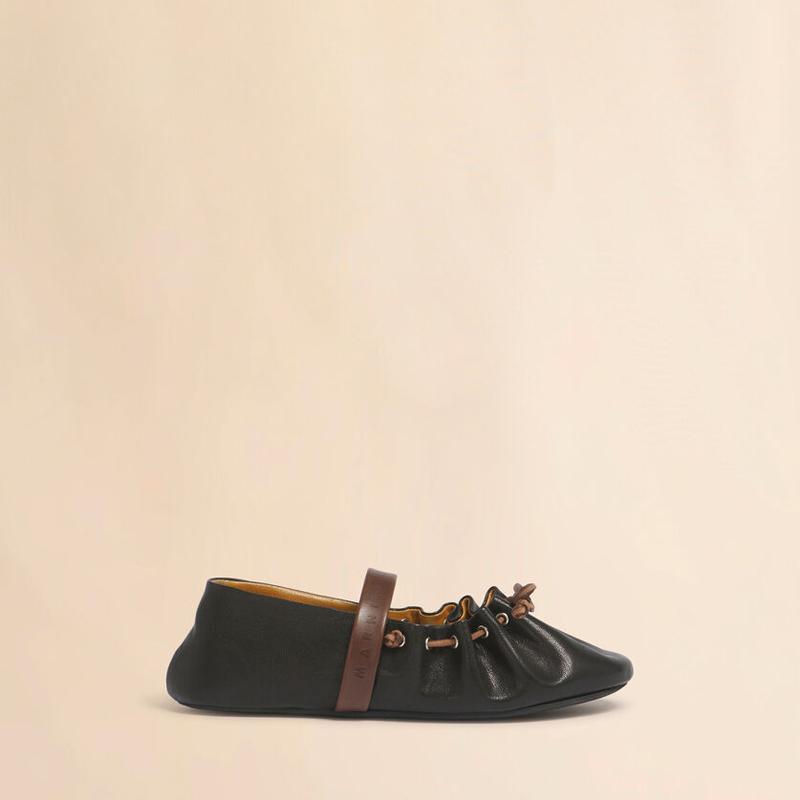 MARNI（マルニ） ブラック ブラウン レザー製 Soft Ballerina メリー 