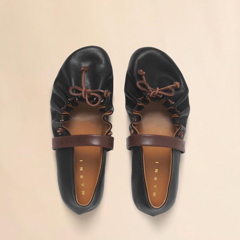 MARNI（マルニ） ブラック ブラウン レザー製 Soft Ballerina メリー 