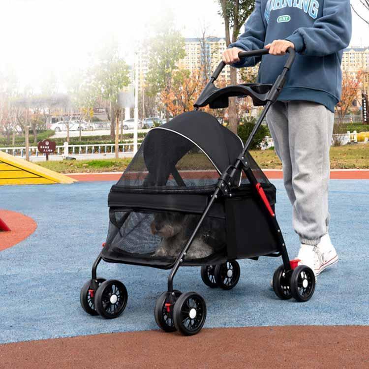 爆買 大型犬 お出かけ 折りたたみ ペット 折り畳み 多頭用 バギー ペットカート 後輪ブレーキ付き カート 4輪 老犬 犬 介護用 犬用ベビーカー 360_2