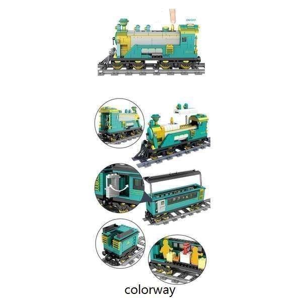 LEGO レゴ互換品 ブロック 電車 列車 鉄道車両 動く 車おもちゃ 循環式レール トレイン レール 駆動付き 男の子 6-7-8-9歳 誕生日の画像