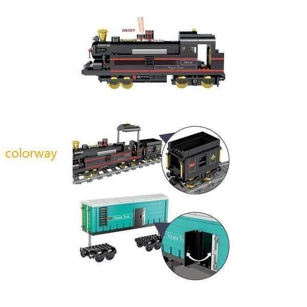 LEGO レゴ互換品 ブロック 電車 列車 鉄道車両 動く 車おもちゃ 循環式レール トレイン レール 駆動付き 男の子 6-7-8-9歳 誕生日の画像