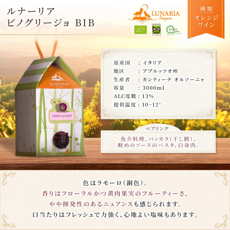 【ルナーリア 】ピノグリージョ（オレンジ） BOXワイン3000ml 3点セット LUNARIA（ルナーリア） 3箱セット ピノグリージョ 3000ml オレンジ