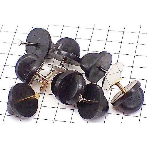 ピンバッジの留め具ゴム製キャッチ黒10個セット : ピンズマルシェ