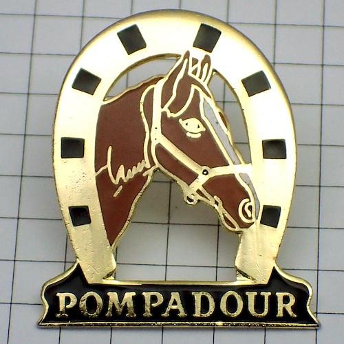ピンバッジ・馬の蹄鉄と茶色い馬◇フランス限定ピンズ◇レアな