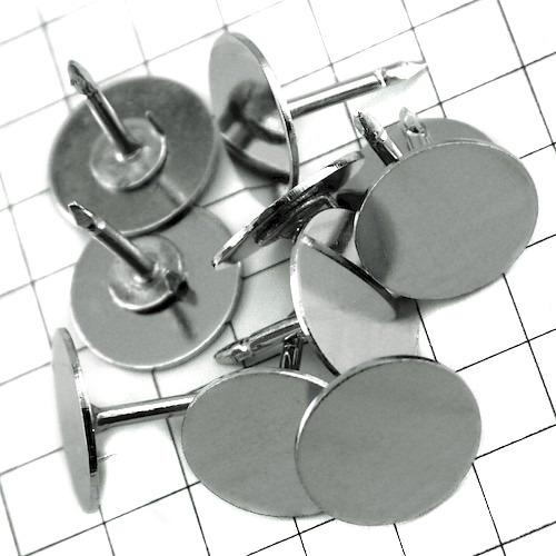 ピンバッジ土台の広い針◇ピンズ用ストッパー付き銀色10本で1