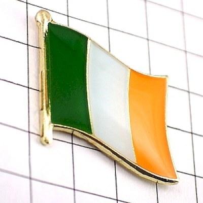 ピンバッジ◆アイルランド 国旗デラックス薄型キャッチ付き 緑白橙色 ピンズ IRELAND EIRE FLAG ピンバッチ タイタック |  | 01