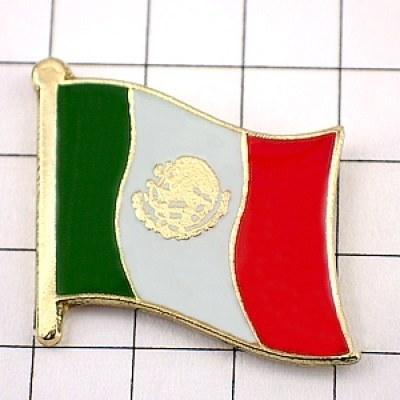 ピンバッジ◇メキシコ 国旗デラックス薄型キャッチ付き