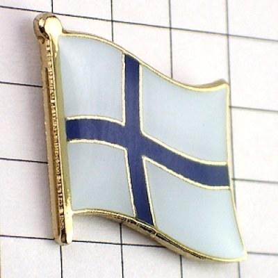 ピンバッジ◆フィンランド 国旗デラックス薄型キャッチ付き ブルー青い十字 ピンズ FINLAND SUOMI LIPPU FLAG ピンバッチ タイタック｜pinsmarche｜02