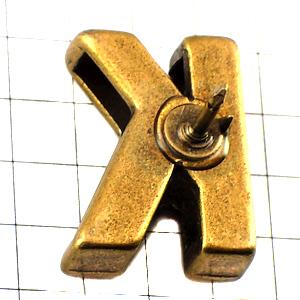 ピンバッジ◇アルファベット「K」アンティーク真鍮色 ピンズ 大文字
