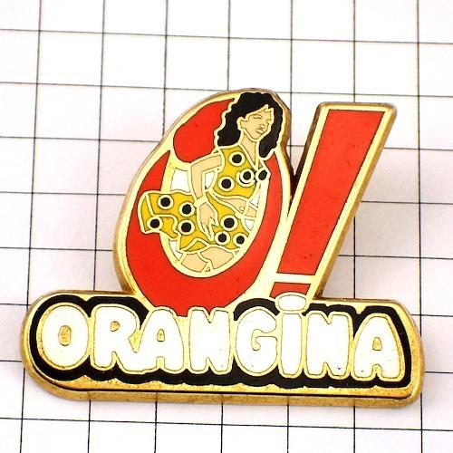 ピンバッジ・オランジーナ水玉ミニスカートの女の子 ORANGINA PINUP