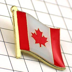 ピンバッジ◇カナダ 国旗デラックス薄型キャッチ付き カエデ 赤い楓
