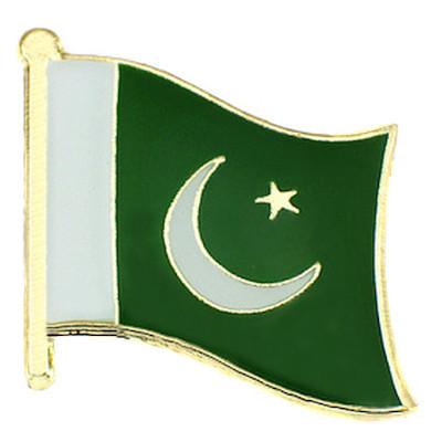 ピンバッジ◇パキスタン 国旗デラックス薄型キャッチ付き 三日月と星