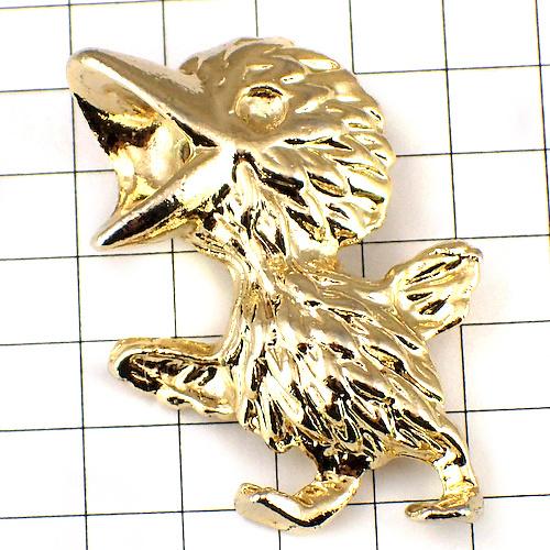 ピンバッジ・エサを欲しがるひな鳥ヒヨコ雛ゴールド金色◇フランス限定