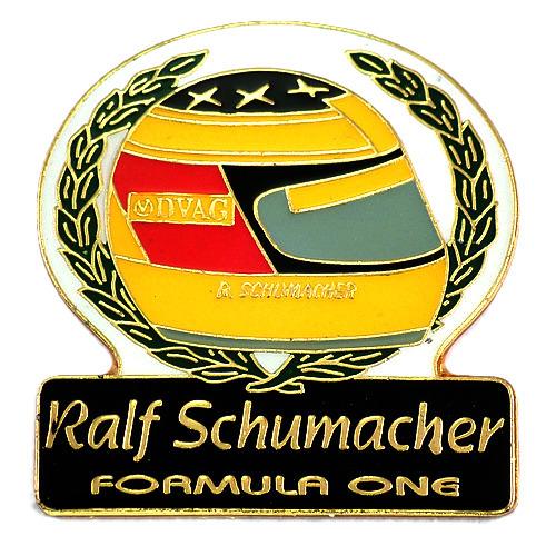ピンバッジ・ラルフシューマッハF1ドライバーヘルメット黄色◇フランス