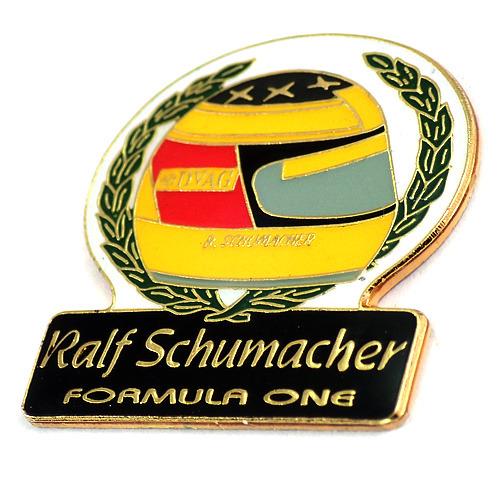 ピンバッジ・ラルフシューマッハF1ドライバーヘルメット黄色◇フランス