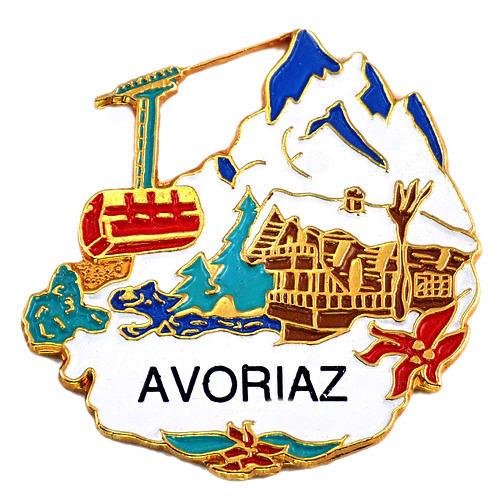 ピンバッジ・スキーリフト山小屋アボリアッツ雪山◇フランス限定ピンズ