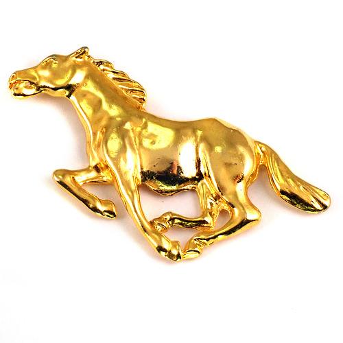 ピンバッジ・金色ゴールドの馬ウマうま疾走◇フランス限定ピンズ◇レア