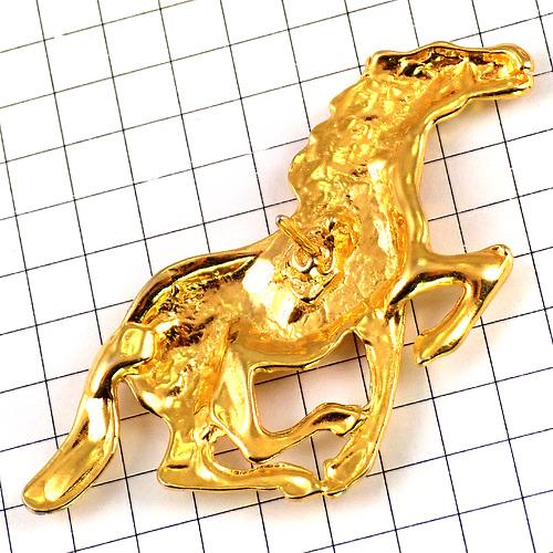 ピンバッジ・金色ゴールドの馬ウマうま疾走◇フランス限定ピンズ◇レア