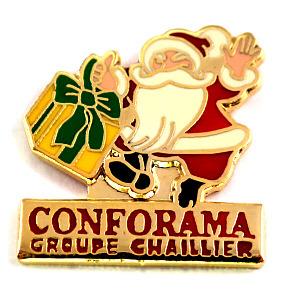 ピンバッジ・サンタクロースおじいさんクリスマス贈り物◇フランス限定