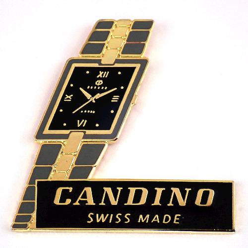 ピンバッジ・カンディーノ腕時計スイスの会社ローマ数字の文字盤◆フランス限定ピンズ◆レアなヴィンテージものピンバッチ｜pinsmarche