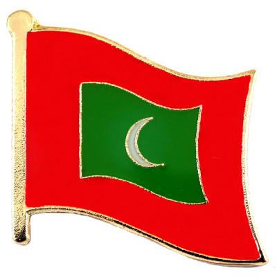 ピンバッジ◆モルディブ 国旗デラックス薄型キャッチ付き 三日月 ピンズ MALDIVES ISLANDS FLAG ピンバッチ タイタック | 