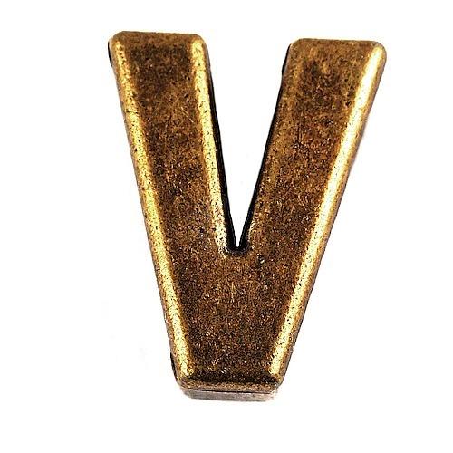 ピンバッジ◇アルファベット「V」アンティーク真鍮色 ピンズ 大文字