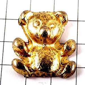 ピンバッジ・クマのぬいぐるみ熊ゴールド金色◇フランス限定ピンズ