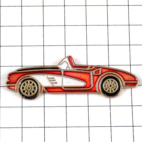 ピンバッジ・オープンカー赤と白スポーツカー◇フランス限定ピンズ