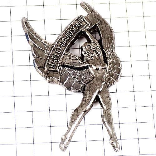 ピンズ ハーレーダビッドソン翼ヌードの女の子バイク二輪オートバイ銀色