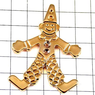 ピンバッジ・ピエロ道化神の人形型ゴールド金色◇フランス限定ピンズ