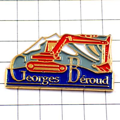 ピンバッジ・赤いショベルカー重機トラック車◇フランス限定ピンズ