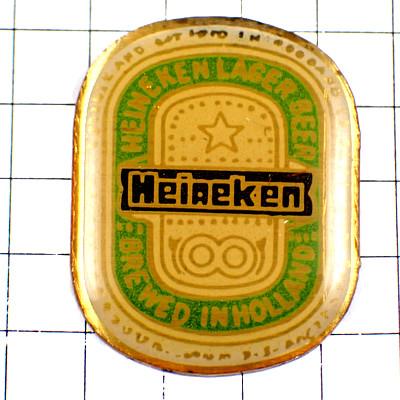 ピンバッジ・ハイネケン酒ビール緑ラベル型◇フランス限定ピンズ◇レア