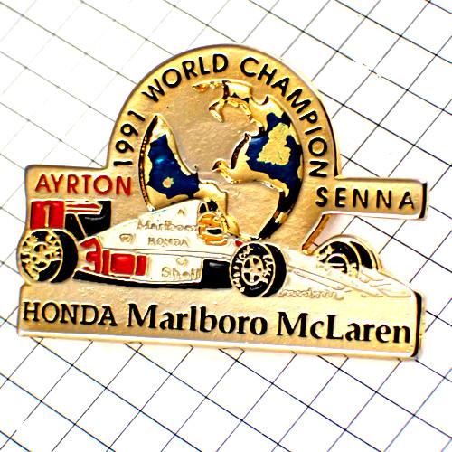 ピンバッジ・アイルトンセナ世界チャンピオン車ホンダF1マルボロ